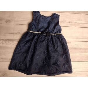 Wonder Nation Navy Blue Floral Lace Rosette Party Dress Girls 3T Formal